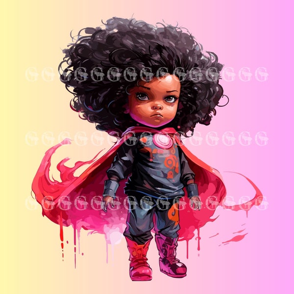 Black Superhero Girl PNG, Black Girl Magic, black girl png, Melanin, cool black girl, kid superhero