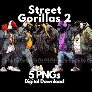 Street Gorilla PNG Bundle (Set 2), Gorilla svg, Angry Gorilla png, gorilla sublimation svg, gorilla cricut png