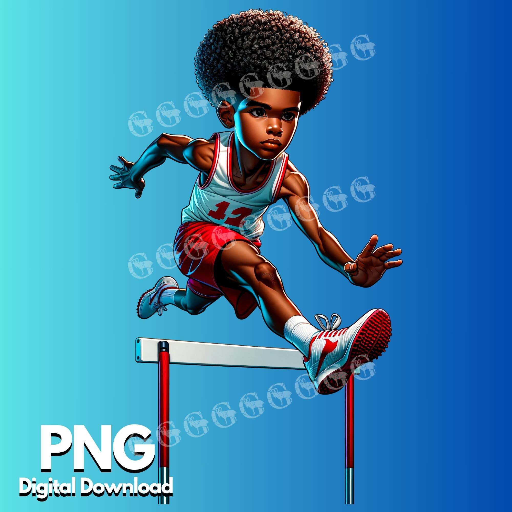Track and Field African American Boys Png Bundle, Track Star, Black
