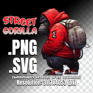Street Gorilla SVG, gorilla svg, angry gorilla svg, gorilla sublimation svg, gorilla cricut svg, svg gangster