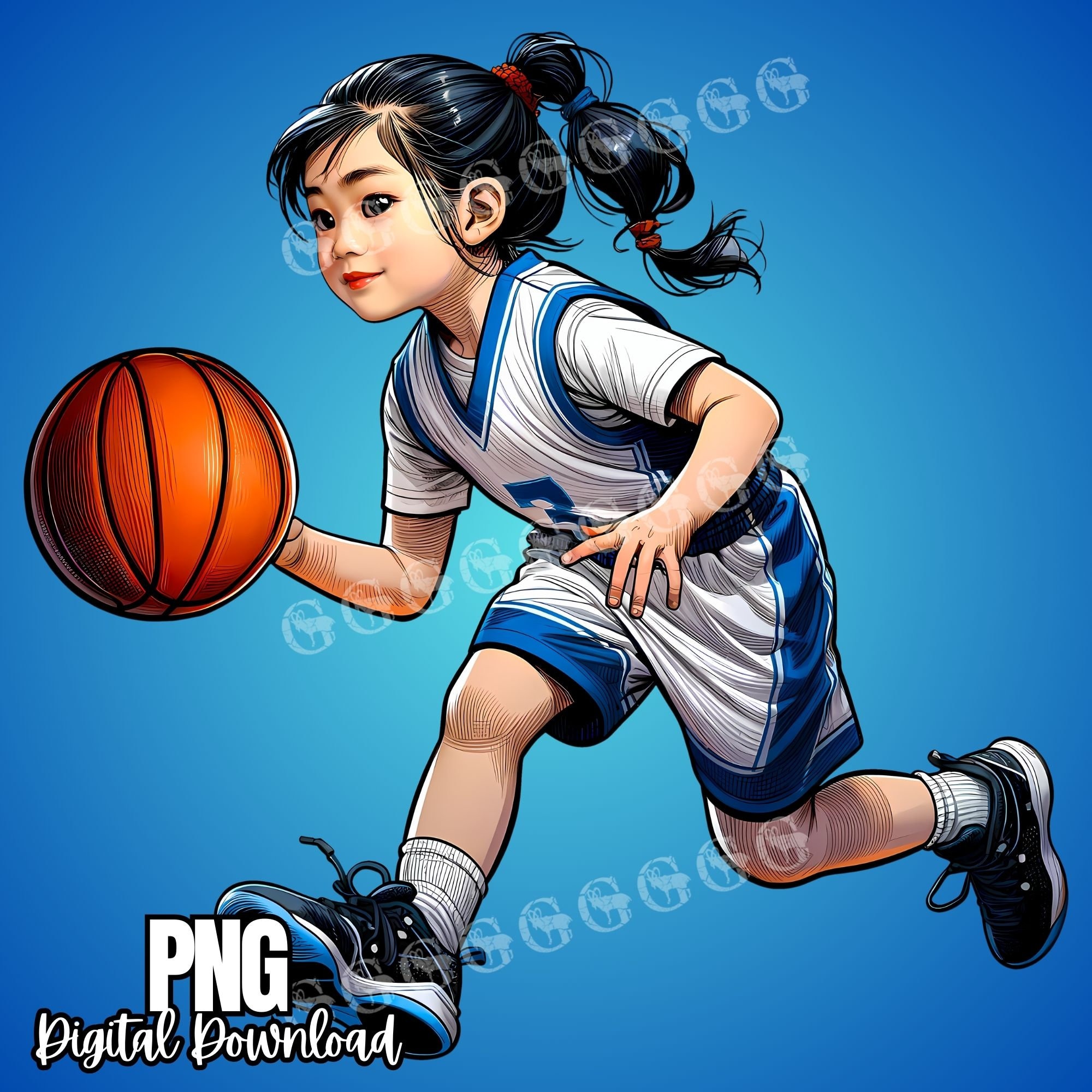 Youth Basketball Girls (multiracial) PNG Bundle, Girl Sports