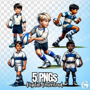 Pacchetto PNG giocatori giovanili di rugby maschili (multirazziale), clipart di rugby, clipart sportive, download digitale, squadra di rugby, stampabile, sublimazione