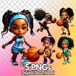 Cute Basketball Girls PNG Bundle, little league, girl basketball players, girls playing basketball, sublimation, clipart, basketball designs
