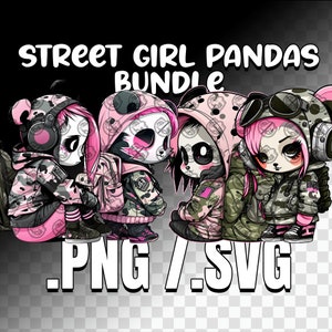 Pacote SVG/PNG do urso panda da menina da rua, menina panda svg, pandas svg, gangster girl svg, gangster girl svg