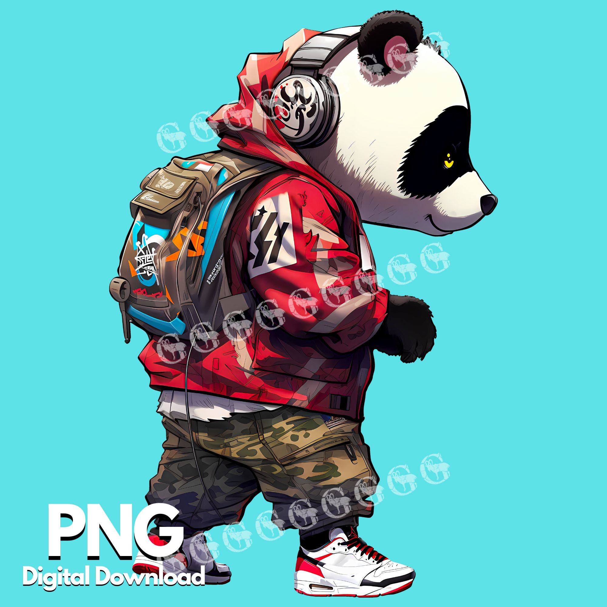 Street Pandas 2 PNG Bundle, Gangster Pandas, Cool Pandas, Streetwear ...