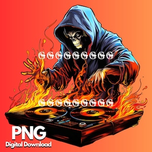 Skull DJ PNG (3 van 5), Skeleton DJ, Streetwear, Disc Jockey, Draaitafels, Schedel, Skeletten, Hiphop, Gangster, Sublimatie