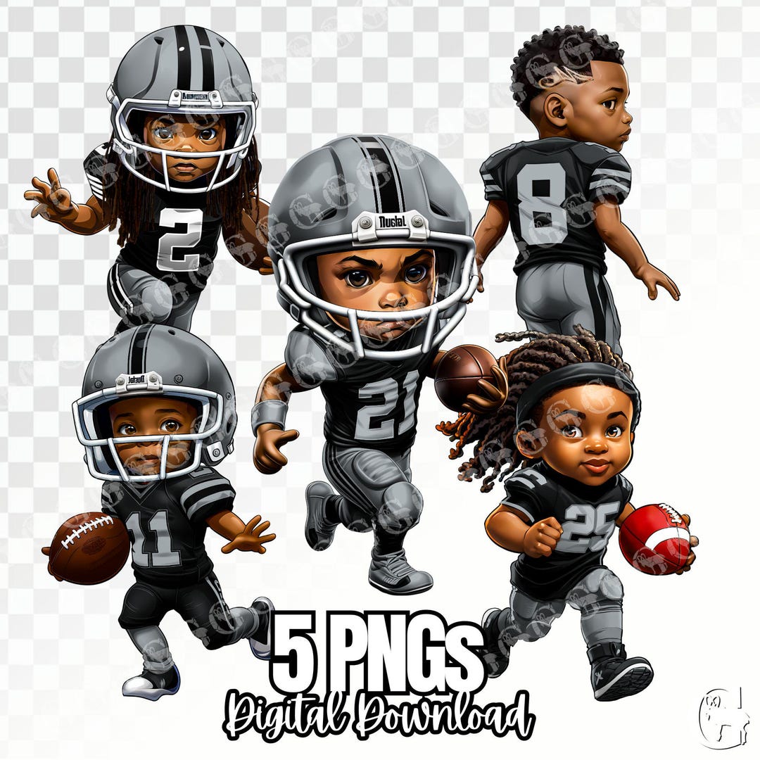 Black and Gray-silver Football Boys PNG Bundle, Football Players