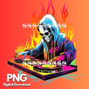 Skull DJ PNG (1 von 5), Skeleton DJ, Streetwear, Disc Jockey, Turntables, Skull, Skelette, Hip Hop, Gangster, Sublimation