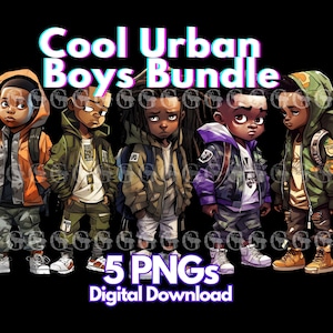 Coole stedelijke jongens dragen streetwearbundel (set 1), zwarte jongens png-bundel, Afro-Amerikaans, melanine, schattige zwarte jongens, zwarte levens zijn belangrijk