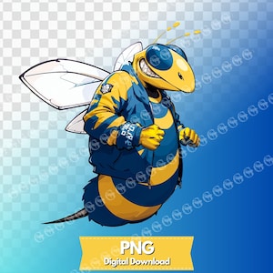 Yellow Jacket PNG Clipart, gangster yellow jacket, yellow and blue yellow jacket logo, wasp, digital graphic image, wasp, t-shirt design