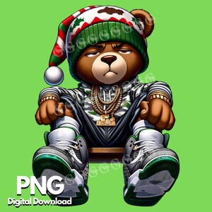 Streetwear Winter Teddy Bear Crew PNG Bundle, Christmas Teddy Bears
