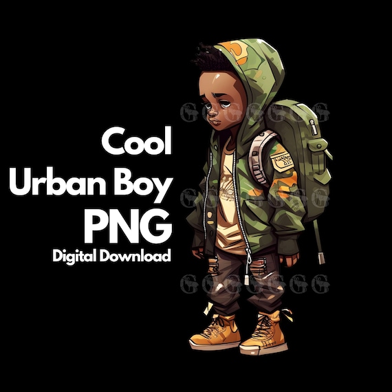 Cool Urban Boy Wearing Streetwear (5 of 5), Black Boy Png Bundle