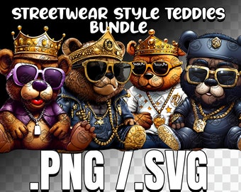Straße Teddy Bär Bundle v3 SVG PNG, Gangster Teddy svg, Gangster Teddy png, Straße Bär svg, Bären teddy