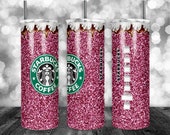 Starbucks Pink Glitter Design 20oz Tumbler Skinny Straight Design JPG Great for Sublimation Coffee Sublimation Designs
