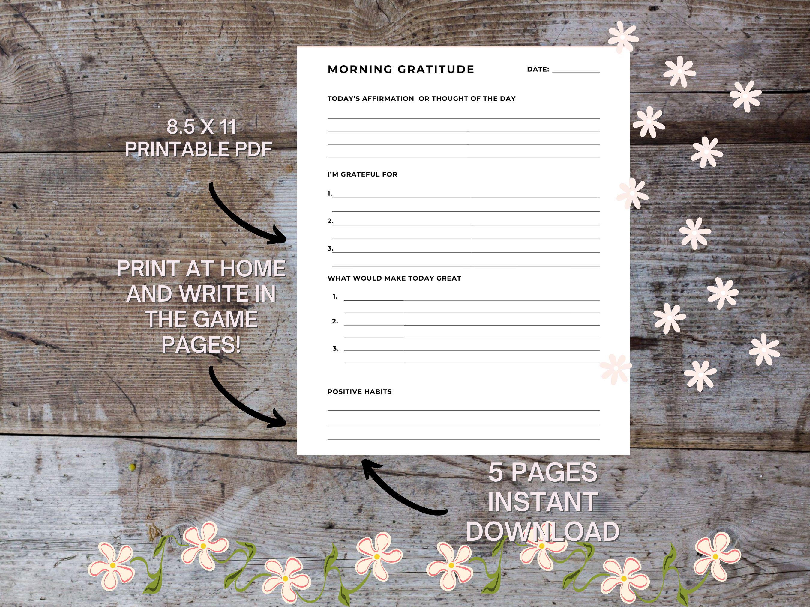 Daily Gratitude Pages - Printable PDF – Daily Gratitude Journal Pages ...
