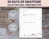 30 Days of Gratitude Printable PDF – 30 Days of Gratitude Journal Pages – Gratitude 30 Day Challenge Printable