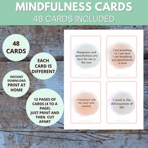 Cartes pleine conscience - PDF imprimable - Cartes pleine conscience imprimables - Jeu de cartes pleine conscience - Téléchargement immédiat
