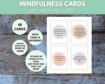 Mindfulness Cards - Printable PDF – Printable Mindfulness Cards – Mindfulness Deck - Instant Download