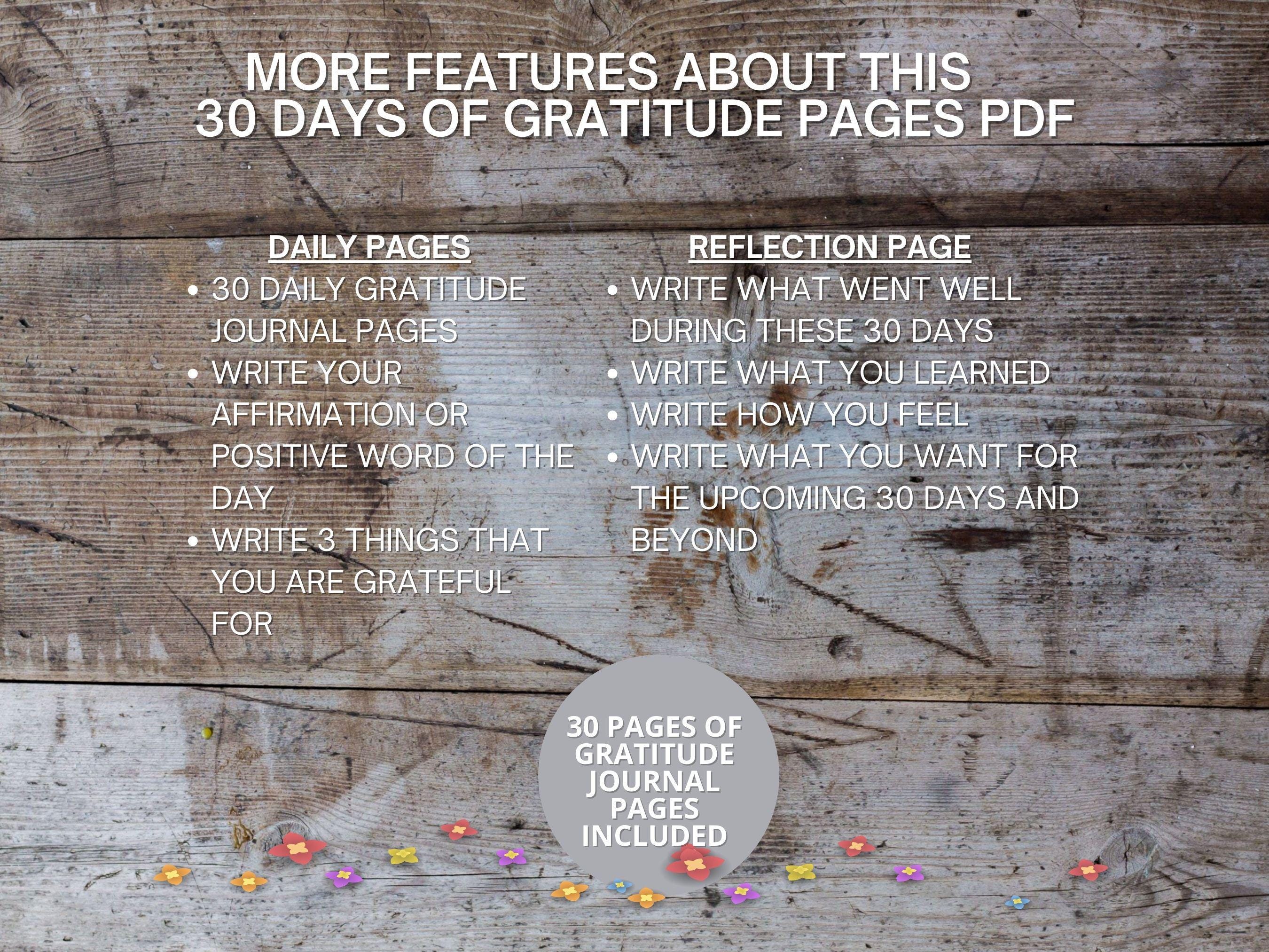 30 Days of Gratitude Printable PDF – 30 Days of Gratitude Journal Pages ...