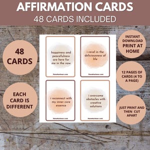 Cartes d'affirmation - PDF imprimable - Affirmations imprimables - Jeu d'affirmations - Téléchargement immédiat