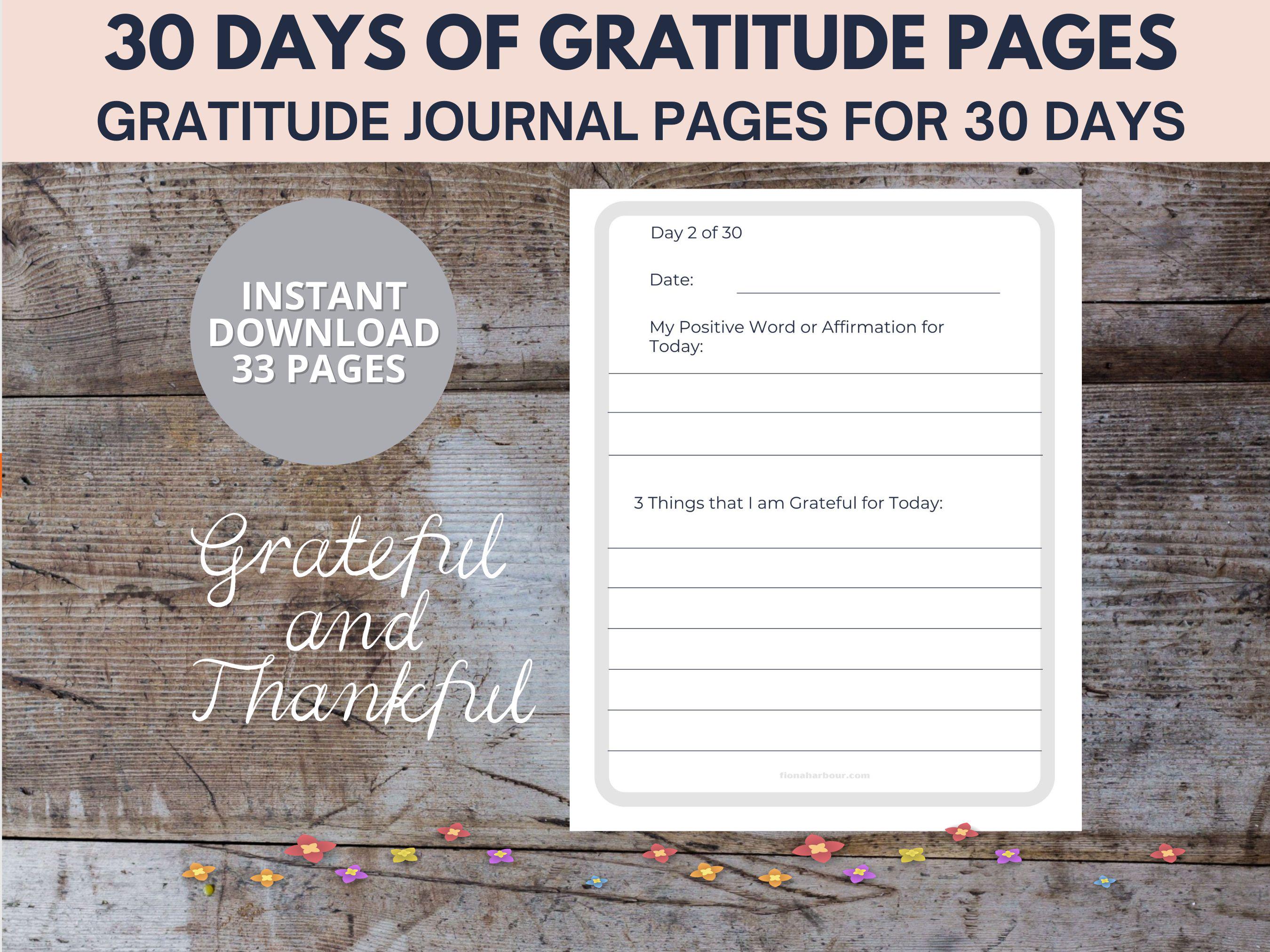30 Days of Gratitude Printable PDF – 30 Days of Gratitude Journal Pages ...