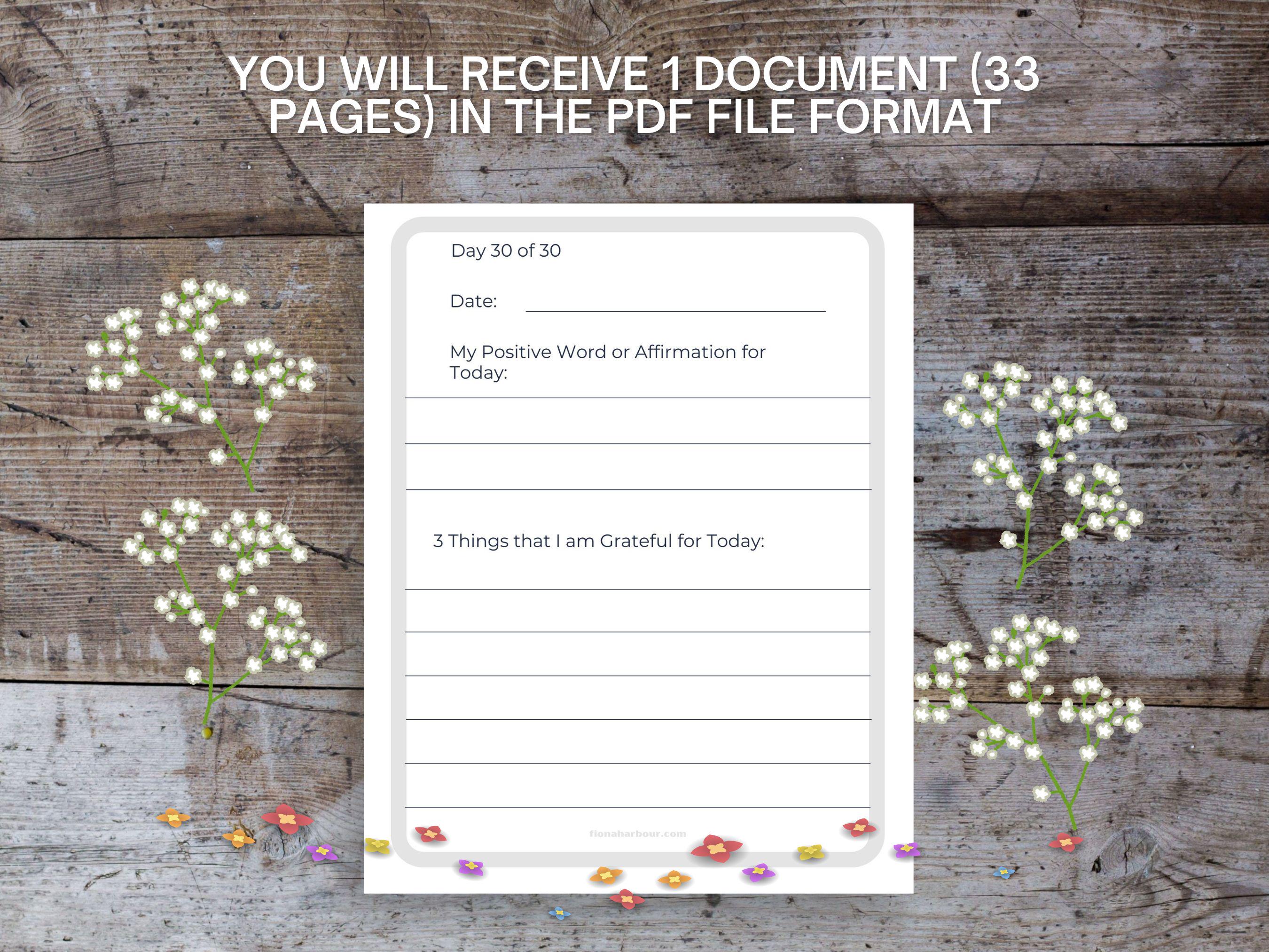 30 Days of Gratitude Printable PDF – 30 Days of Gratitude Journal Pages ...