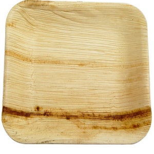 Plato de hoja de areca biodegradable de 10&quot; cuadrado, paquete de 20 unidades