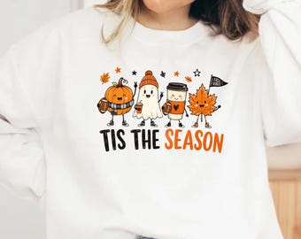 Pumpkin Spice Latte Shirt, Fall Doodle Tee, Autumn Leaves Shirt, Cozy Thanksgiving Shirt, Tis The Season Graphic Tee