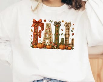 Coquette Bow Fall T-Shirt, Floral Fall Shirt, Autumn Shirt, Cozy Season Tee