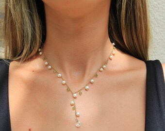 Peridot Pearl Necklace