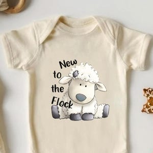 Cute Little Lamb Baby Onesie®, New To The Flock Raglan Shirt, Farm Baby Gift