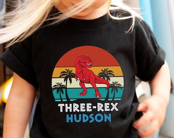 Retro Dinosaur T-Rex Birthday Shirt: Personalized 3rd Birthday Tee