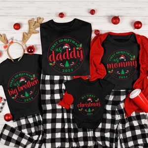 First Christmas Family Matching Shirts2025: First Christmas As Daddy As Mommy Shirts, Baby Announcement