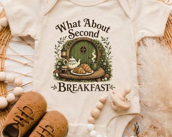 What About Second Breakfast Baby Onesie®, Funny Baby Clothes, Fantasy Onesie