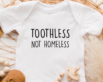 Funny Baby Onesie®, Baby Shower Gift, Baby Announcement, Toothless Not Homeless Bodysuit, Funny Baby Clothes, Funny Baby, Baby Gift