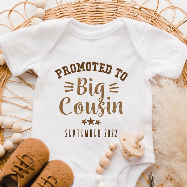 Promoted To Big Cousin Baby Onesie®, Custom Pregnancy Announcement Baby Clothes, Pregnancy Reveal, Cousin Baby Bodysuit, Matching Shirts