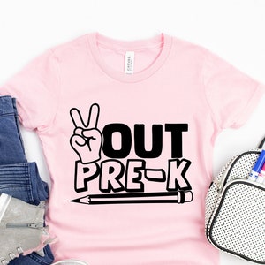 Kindergarten Graduation Shirt, Out Pre-K Kindergarten Shirt, Last Day of Kindergarten Grad, Kindergarten Toddler Boy Girl Kids Raglan Shirts
