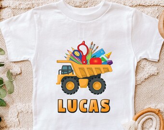 Personalized Boys Back To School Dump Truck Shirt: First Day Tee