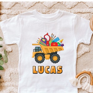 Boys Back To School Shirt, Custom Name First Day Of School Shirt, Personalized 1st Day Of School Tee, Boys Back to School, School Dump Truck