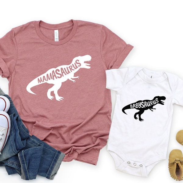 Mother's Day Mom and Son Shirts, Mamasaurus Babysaurus Shirts, Mommy and Daughter Shirts, Dinosaurs Family Matching Tees, Mother's Day Gift