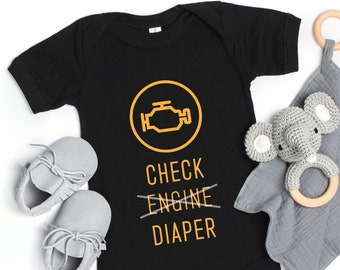 Check Engine Diaper Baby Onesie® - Funny Mechanic Bodysuit