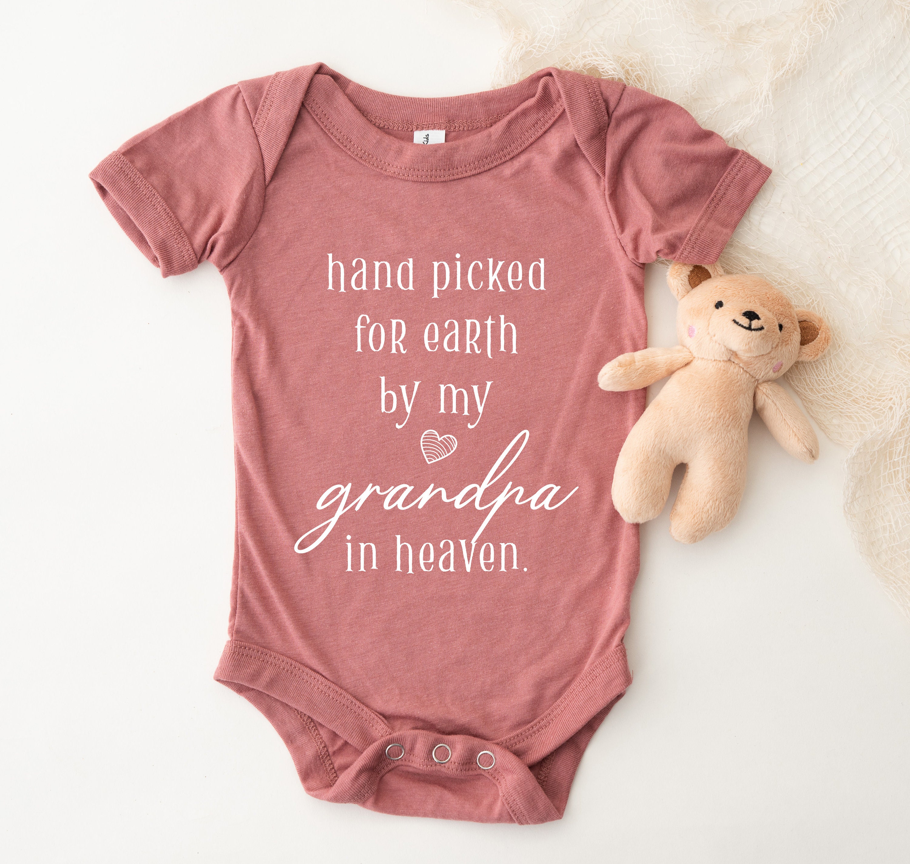 Hand Picked for Earth by My Grandpa in Heaven Onesie®, Pregnancy Announcement, Grandpa Grandma Auntie Uncle Onesie®, Baby Shower Gift