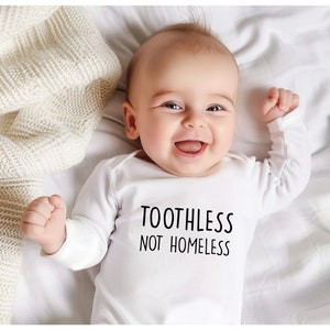 Funny Baby Onesie®, Baby Shower Gift, Baby Announcement, Toothless Not Homeless Bodysuit, Funny Baby Clothes, Funny Baby, Baby Gift image 3