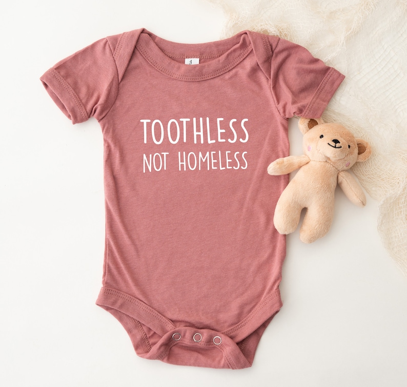 Funny Baby Onesie®, Baby Shower Gift, Baby Announcement, Toothless Not Homeless Bodysuit, Funny Baby Clothes, Funny Baby, Baby Gift image 2