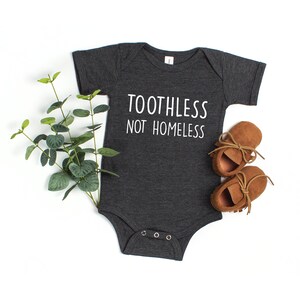 Funny Baby Onesie®, Baby Shower Gift, Baby Announcement, Toothless Not Homeless Bodysuit, Funny Baby Clothes, Funny Baby, Baby Gift image 4