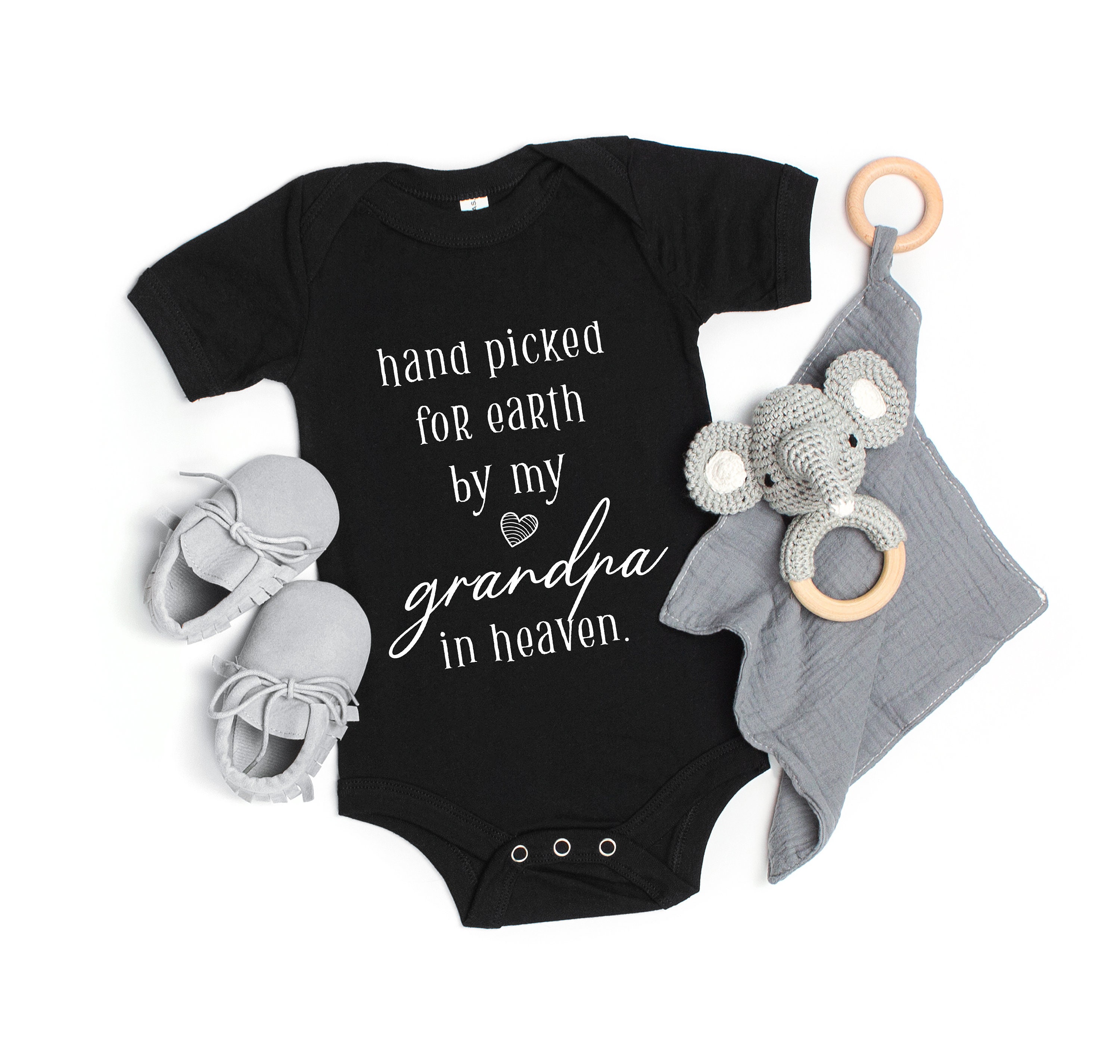 Hand Picked for Earth by My Grandpa in Heaven Onesie®, Pregnancy Announcement, Grandpa Grandma Auntie Uncle Onesie®, Baby Shower Gift