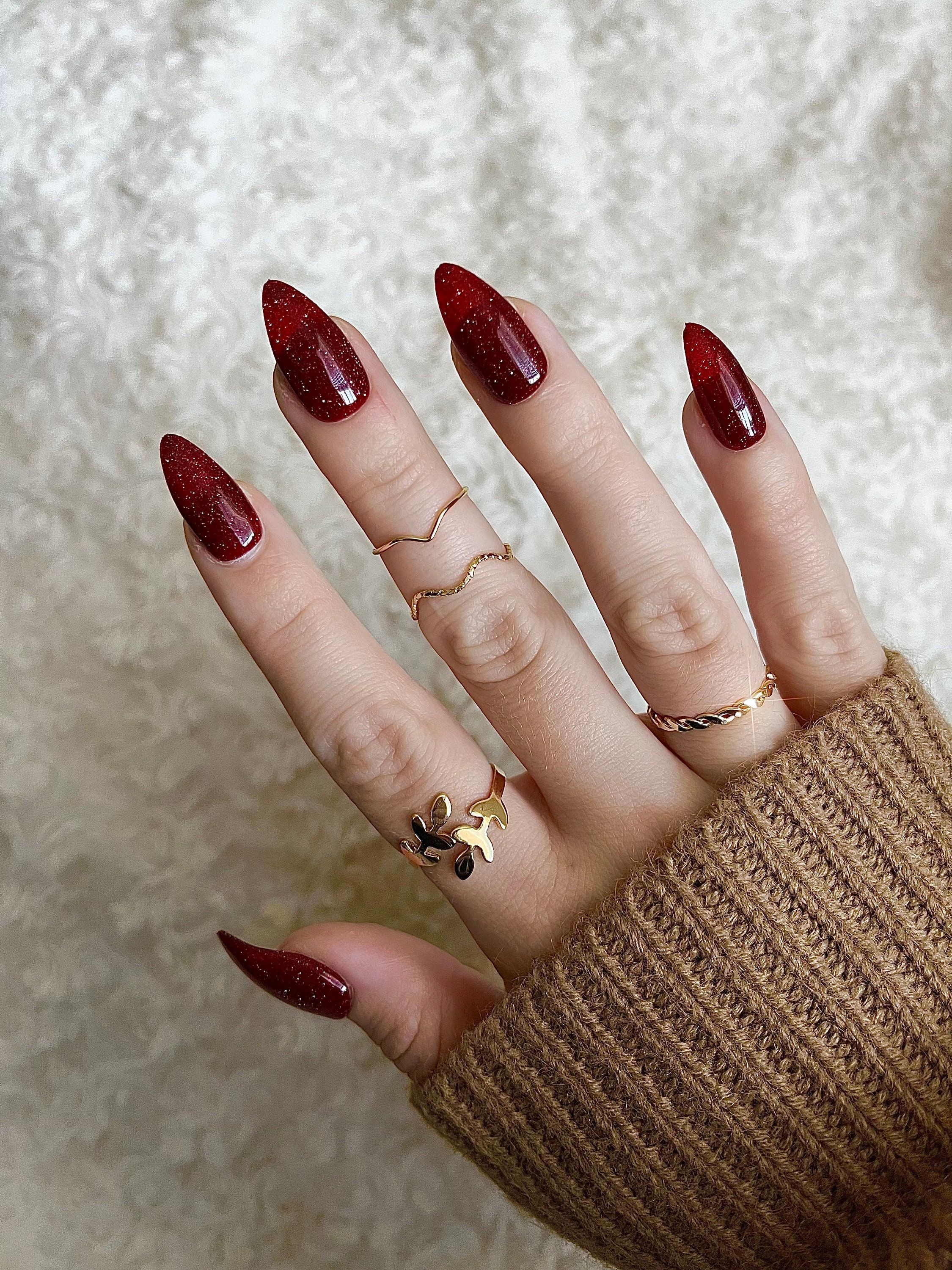Glamorous 2025 Maroon Glitter Nails