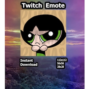 Buttercup Angry Twitch Emote/ Cute Chibi Powerpuff Girls Emote/ Ganbale, Kawaii Premade Emote/ für Streamer/ 112x112, 56x56, 28x28
