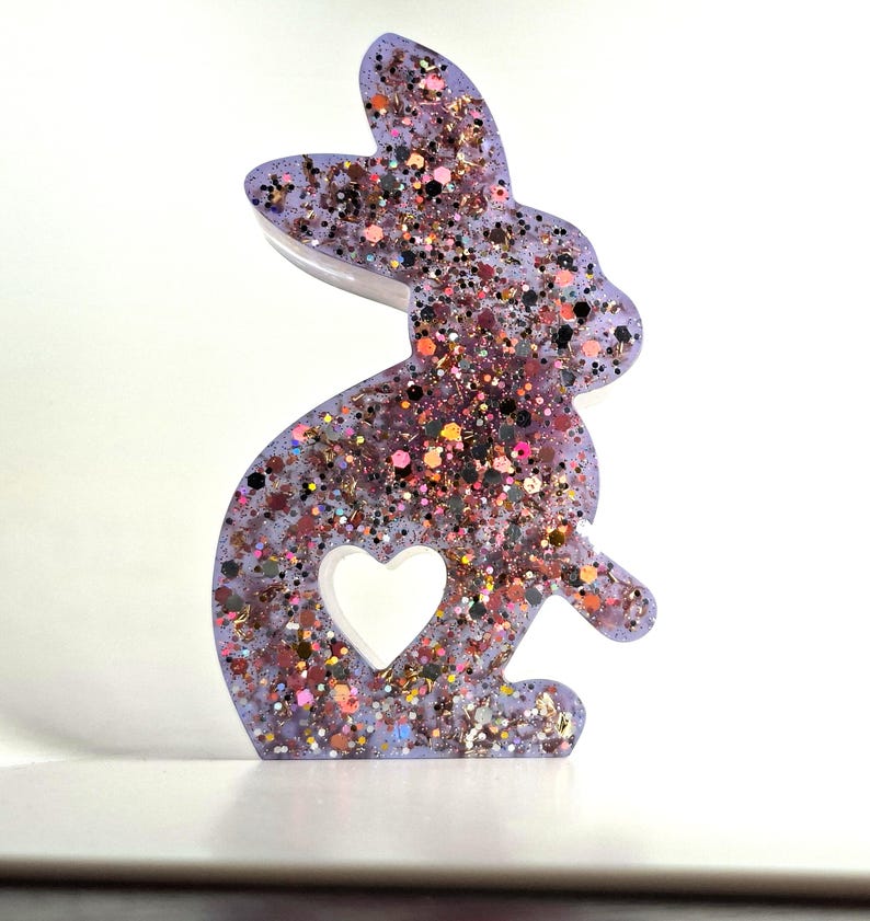 Resin Bunny With Real Flowers & Leaves – Gold Accents, Sequins ...