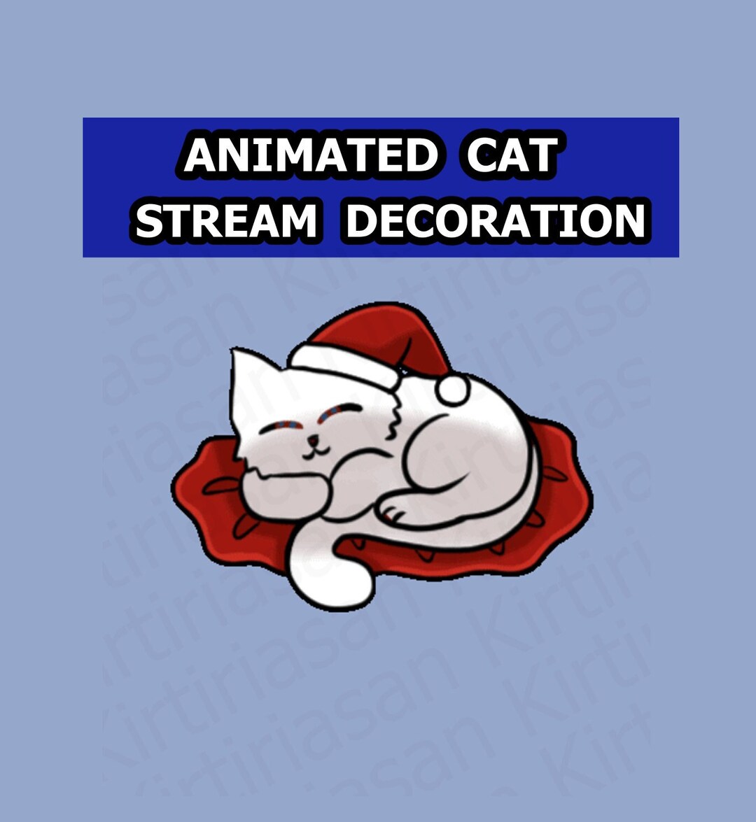 Animated Sleeping Christmas Cat Decoration for Streamers/ Etsy